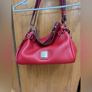 Dooney & Bourke Red Pebble Leather Hobo Shoulder Bag